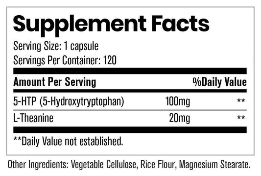 5-HTP By Elemental Health Sciences 120 Capsules Supplement Facts Image