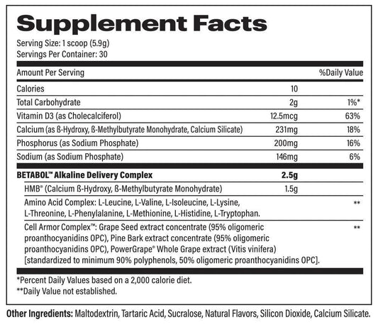 BETABOL by EVOchem Nutrition®  Neutral Flavor Supplement Facts Image