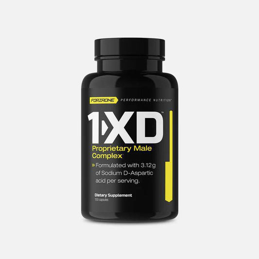 FORZAONE Performance Nutrition® created 1-XD™ a Bottle Image , a proprietary male complex with the human-studied dose of 3.12 grams of Sodium D-Aspartic Acid per serving.