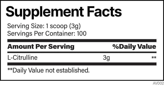 L-Citrulline by Performance Nutrition Research Unflavored Supplement Facts Image
