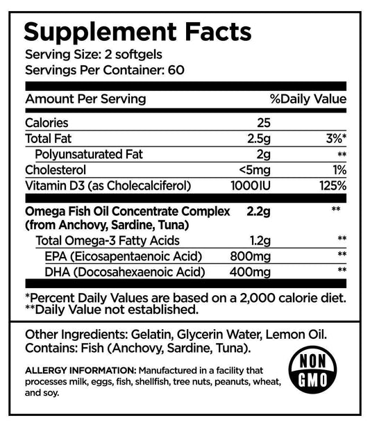 Multi-Source Omega-3 softgels by Trailhead Nutrition® 120 Softgels Supplement Facts Image