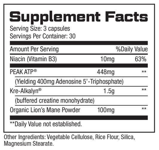 POWER ATP™ by Stance Supplements® 90 Capsules Supplement Facts Image