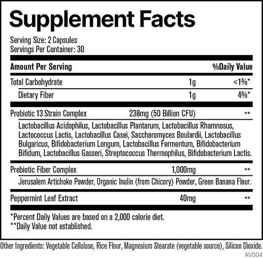 Probiotic by Elemental Health Sciences 60 Capsules Supplement Facts Image