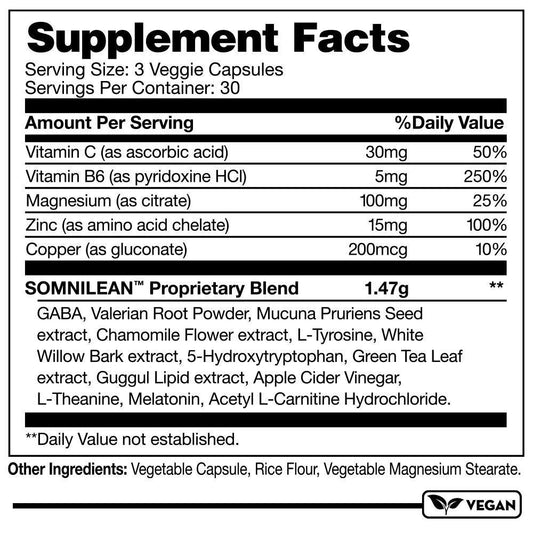 SOMNILEAN™ by Katalyst Nutraceuticals® 90 Capsules Supplement Facts Image