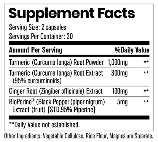 Turmeric By Elemental Health Sciences 60 Capsules Supplement Facts Image